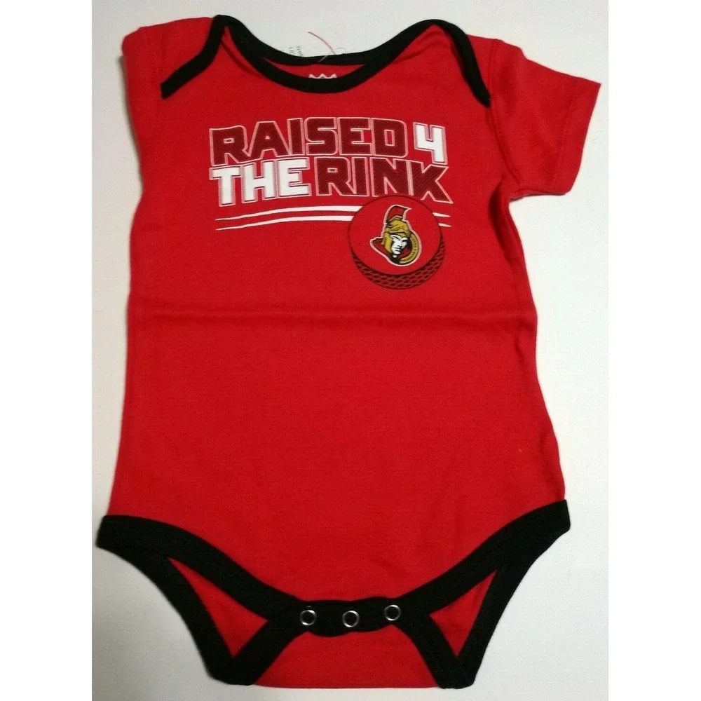 NHL Ottawa Senators Baby Bodysuit 3-Pack Red Black White Infant Romper NWT